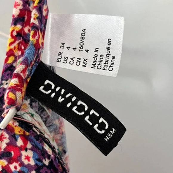 H & M Handkerchief Maxi Dress Sleeveless Size 4 Side Slit Patchwork Print Boho - Picture 8 of 16